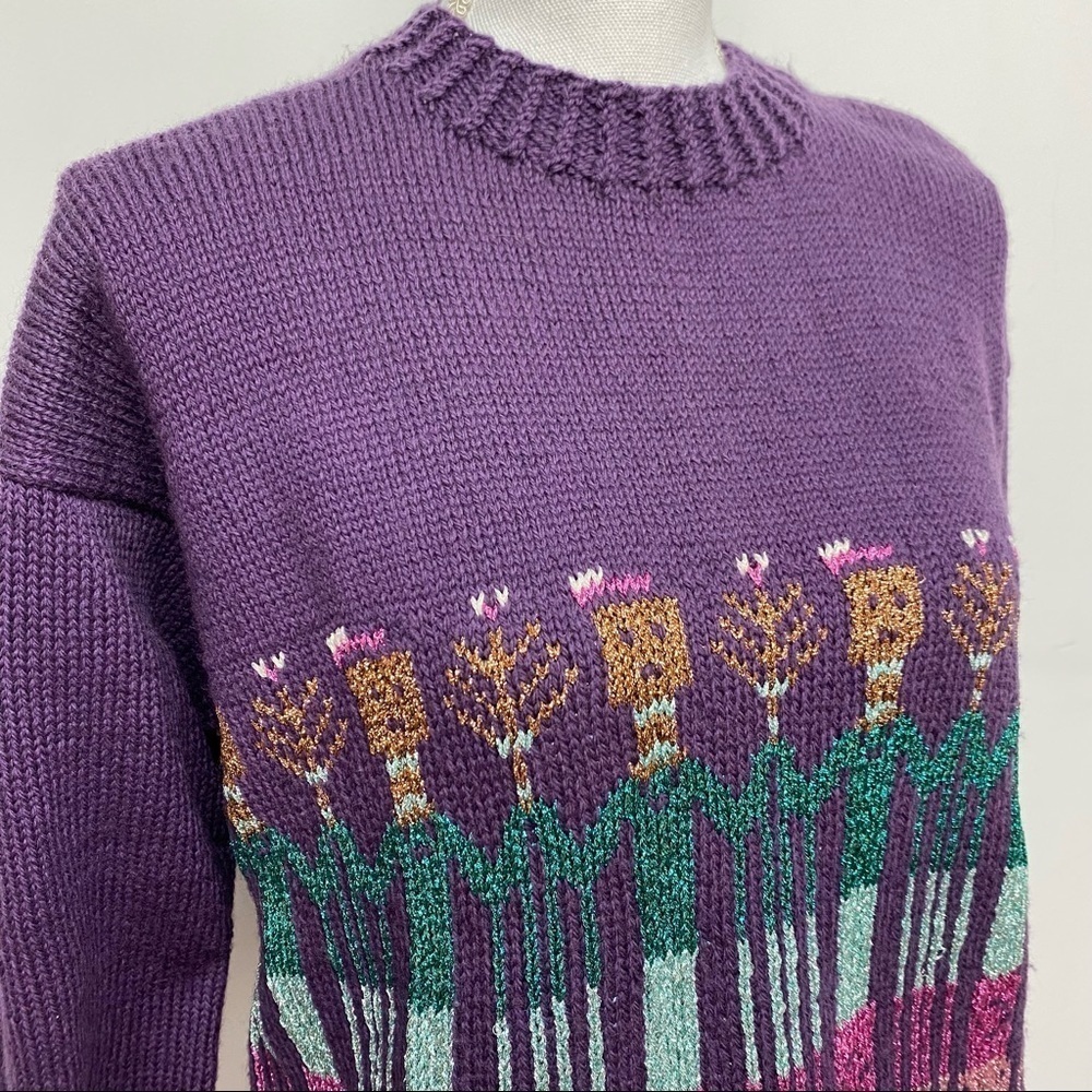 Unique One of a Kind Purple Knit People Sweater